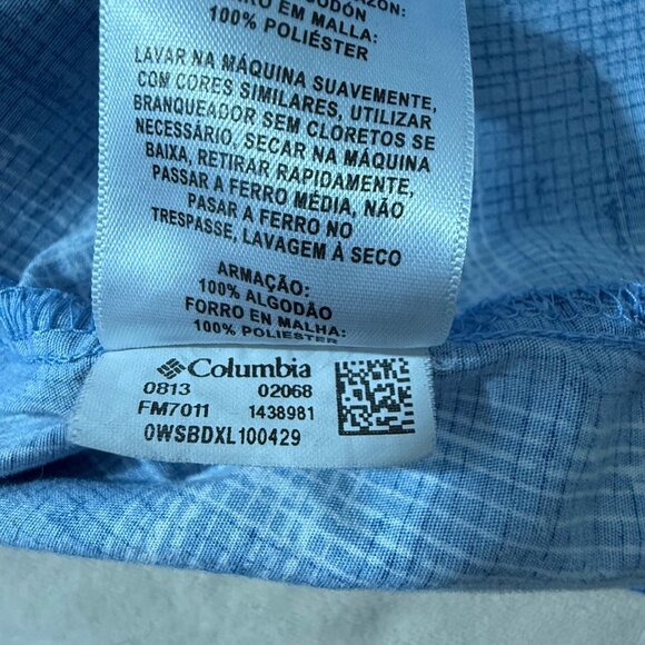 Columbia PFG Shirt Mens XXL Trollers Best Short Sleeve Vented Fishing Plaid Blue - Picture 11 of 13
